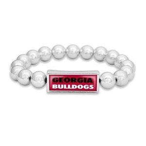 UGA Georgia Silver Tone‎ Stretch Bracelet
